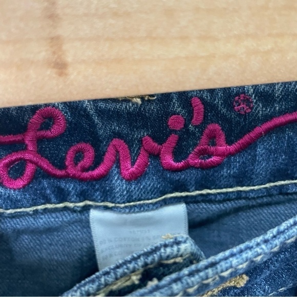 [12] Girls Levi’s Funky Fuchsia Pink Bejewelled Diamond Flare Leg Blue Jeans - Picture 11 of 11